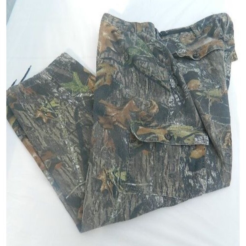 Vtg  Jerzees Outdoors Mens XL Camo 40X32 Cargo Pants Mossy Oak Break Up Hunting